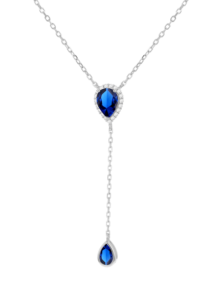 IBB Cubic Zirconia Teardrop Lariat Necklace, Multi