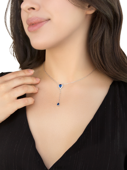 IBB Cubic Zirconia Teardrop Lariat Necklace - view 2, Multi