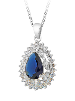 IBB Cubic Zirconia Cluster Teardrop Pendant Necklace, Multi, Multi