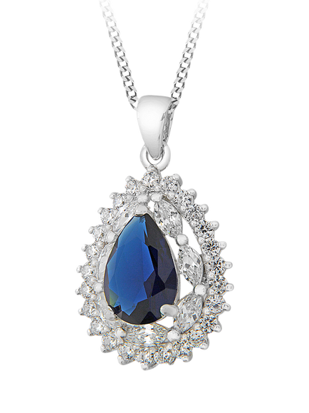 IBB Cubic Zirconia Cluster Teardrop Pendant Necklace, Multi, Multi
