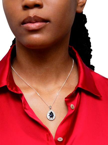 IBB Cubic Zirconia Cluster Teardrop Pendant Necklace, Multi - view 2, Multi