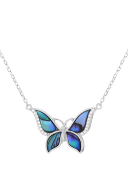 IBB Paua Shell Butterfly Pendant Necklace, Multi, Multi