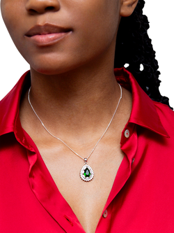 IBB Sterling Silver Cubic Zirconia Cluster Teardrop Pendant Necklace - view 2, Multi