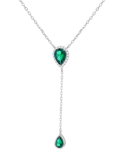 IBB Cubic Zirconia Teardrop Lariat Necklace, Multi, Multi