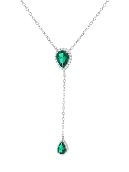 IBB Cubic Zirconia Teardrop Lariat Necklace, Multi, Multi