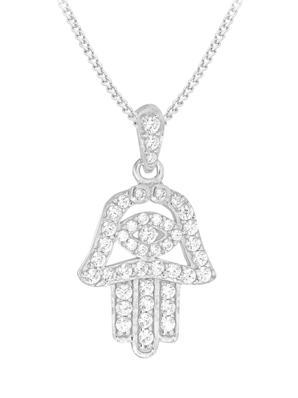 IBB Hamsa Hand Pendant Necklace, Silver, Sterling Silver