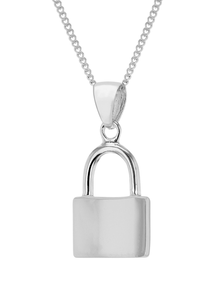 IBB Padlock Pendant Necklace, Sterling Silver