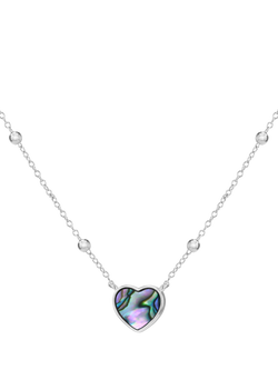 IBB Paua Shell Heart Pendant Necklace, Multi, Multi