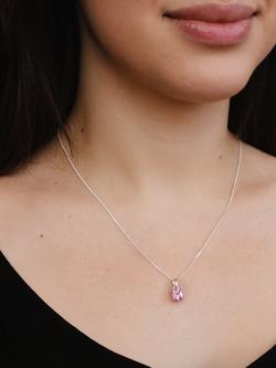 IBB Sterling Silver Princess Cut Crystal Pendant Necklace - view 2, Multi