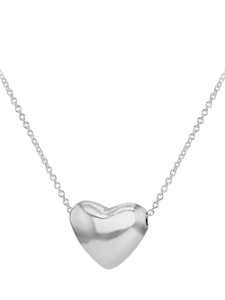 IBB Sterling Silver Puff Heart Necklace, Sterling Silver