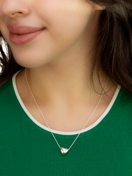 IBB Sterling Silver Puff Heart Necklace - view 2, Sterling Silver