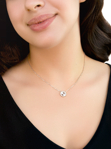 IBB Cubic Zirconia Rainbow Pendant Necklace - view 2, Sterling Silver