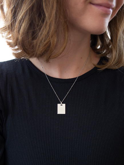 IBB Personalised Sterling Silver Dog Tag Necklace - view 2, Sterling Silver