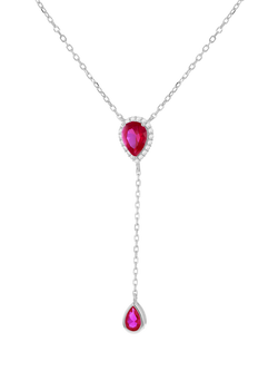 IBB Cubic Zirconia Teardrop Lariat Necklace, Multi, Multi