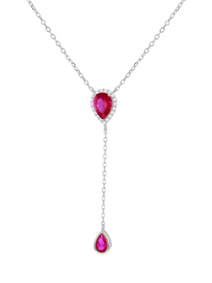 IBB Cubic Zirconia Teardrop Lariat Necklace, Multi, Multi