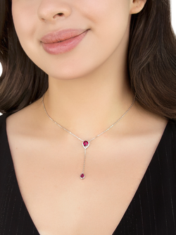 IBB Cubic Zirconia Teardrop Lariat Necklace, Multi - view 2, Multi