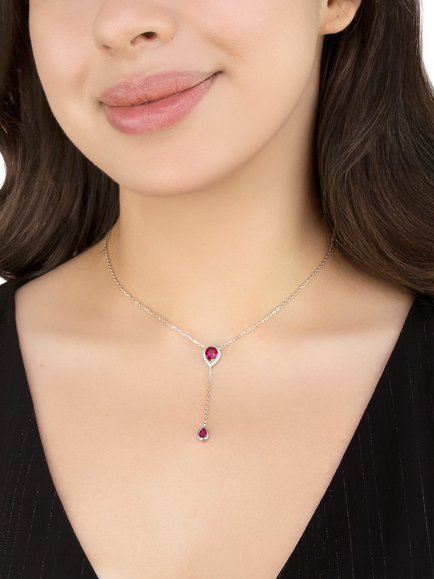 IBB Cubic Zirconia Teardrop Lariat Necklace, Multi - view 2, Multi