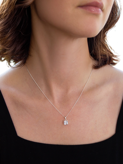 IBB Sterling Silver Cubic Zirconia Square Pendant Necklace - view 2, Sterling Silver