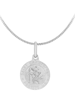 IBB Sterling Silver St. Christopher Pendant Necklace, Sterling Silver