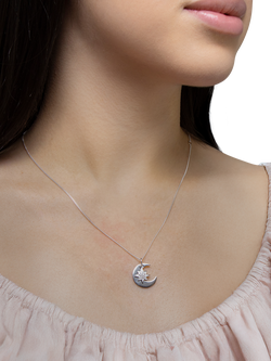 IBB Sterling Silver Star and Moon Pendant Necklace - view 2, Sterling Silver