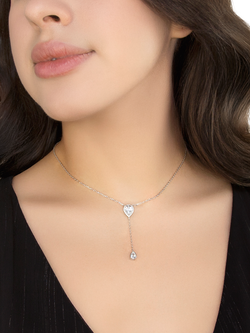 IBB Cubic Zirconia Teardrop Lariat Necklace, Silver - view 2, Silver