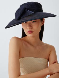 John Lewis Betty Woven East West Downturn Brim Bow Hat, Navy, Navy