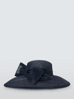 John Lewis Betty Woven East West Downturn Brim Bow Hat, Navy - view 2, Navy