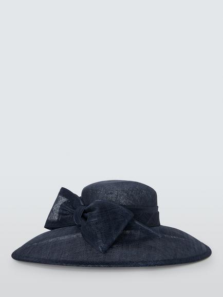 John Lewis Betty Woven East West Downturn Brim Bow Hat - view 2, Navy