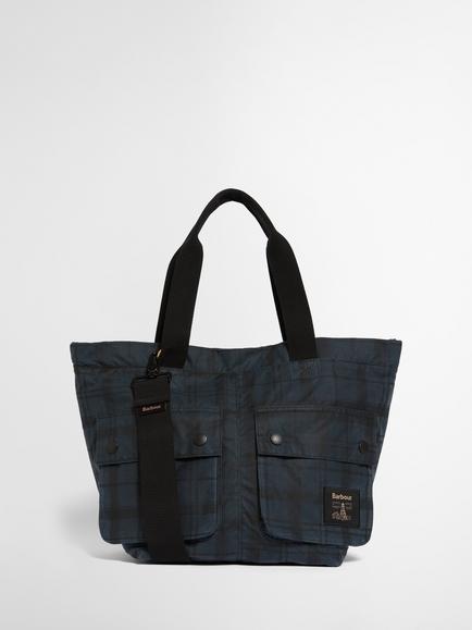 Barbour Field Carry-All Tote Bag, Blue, Navy Tartan