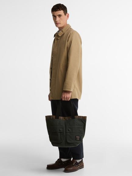 Barbour Field Carry-All Tote Bag, Sage/Classic - view 2, Sage/Classic