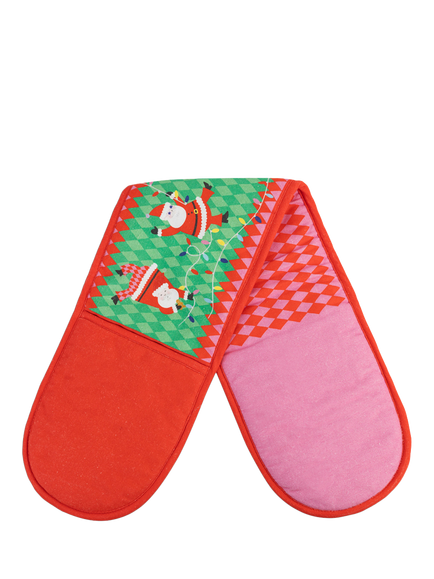 Talking Tables Fun Santa Double Oven Gloves, Multi