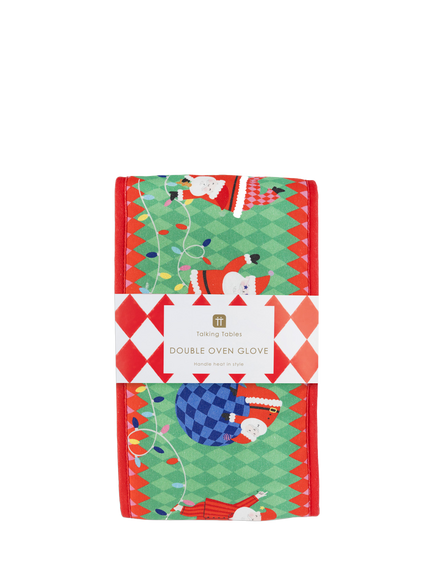 Talking Tables Fun Santa Double Oven Gloves - view 2, Multi