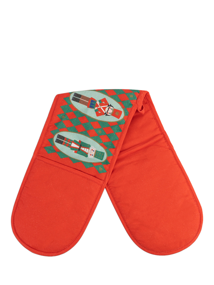 Talking Tables Christmas Nutcracker Double Oven Glove, Red/Multi, Multi