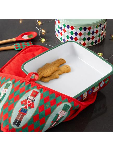 Talking Tables Christmas Nutcracker Double Oven Glove, Red/Multi - view 2, Multi