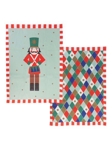 Talking Tables Christmas Nutcracker Cotton Tea Towels, Set of 2, Multi