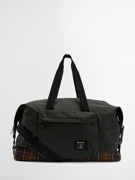 Barbour Field Waxed Holdall Bag, Sage/Classic, Sage/Classic