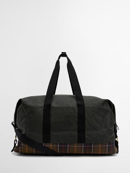 Barbour Field Waxed Holdall Bag, Sage/Classic - view 2, Sage/Classic