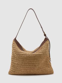 Reiss Margot Woven Shoulder Bag, Natural, Natural