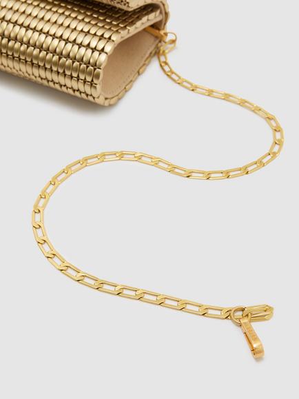 Reiss Rosa Metallic Textured Clutch Bag, Gold - view 2, Gold