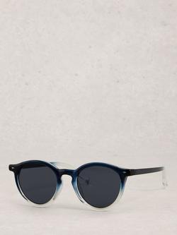 White Stuff Preppy Round Sunglasses, Blue, 