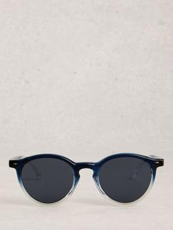 White Stuff Preppy Round Sunglasses, Blue - view 2, 