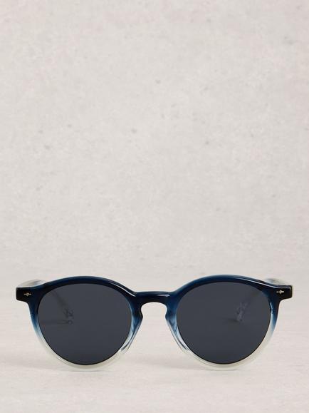 White Stuff Preppy Round Sunglasses, Blue - view 2, 