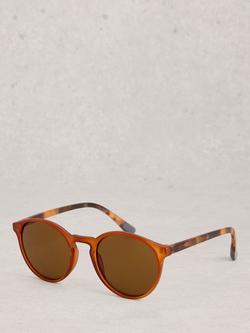 White Stuff Preppy Round Sunglasses, Orange, 