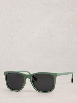 White Stuff Wayfarer Sunglasses, Green, 