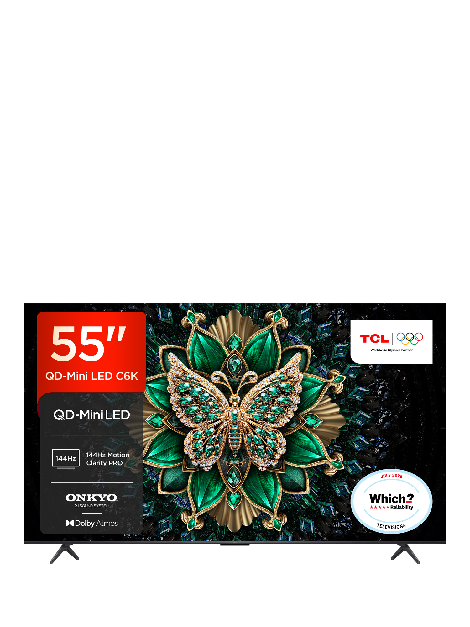 TCL 55C6K-UK (2025) QLED QD-Mini LED HDR 4K Ultra HD Smart TV, 55