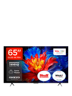 TCL 65P8K-UK (2025) QLED HDR 4K Ultra HD Smart TV, 65 inch with Dolby Atmos, Black, Black