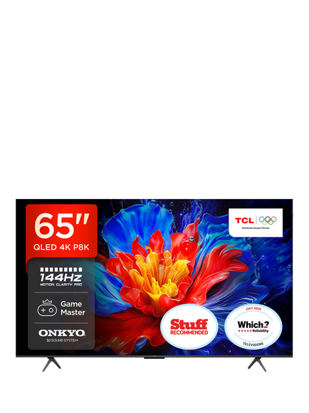 TCL 65P8K-UK (2025) QLED HDR 4K Ultra HD Smart TV, 65 inch with Dolby Atmos, Black, Black