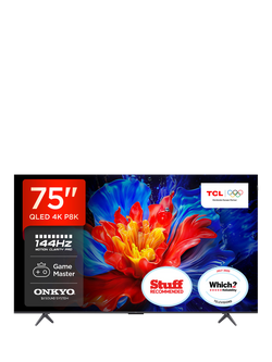 TCL 75P8K-UK (2025) QLED HDR 4K Ultra HD Smart TV, 75 inch with Dolby Atmos, Black, Black