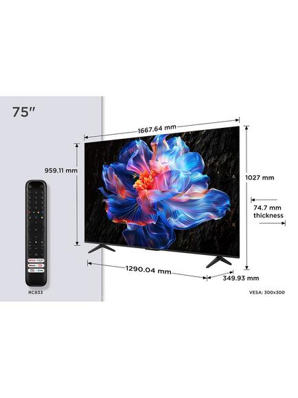 TCL 75V6C-UK (2025) LED HDR 4K Ultra HD Smart TV with Dolby Atmos, 75 inch, Black - view 2, Black