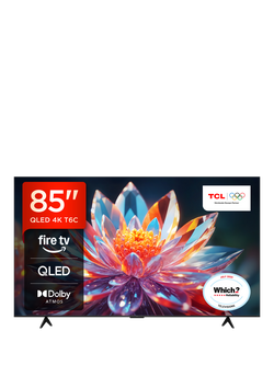 TCL 85T6C-UK (2025) QLED HDR 4K Ultra HD Smart Fire TV, 85 inch with Dolby Atmos, Black, Black
